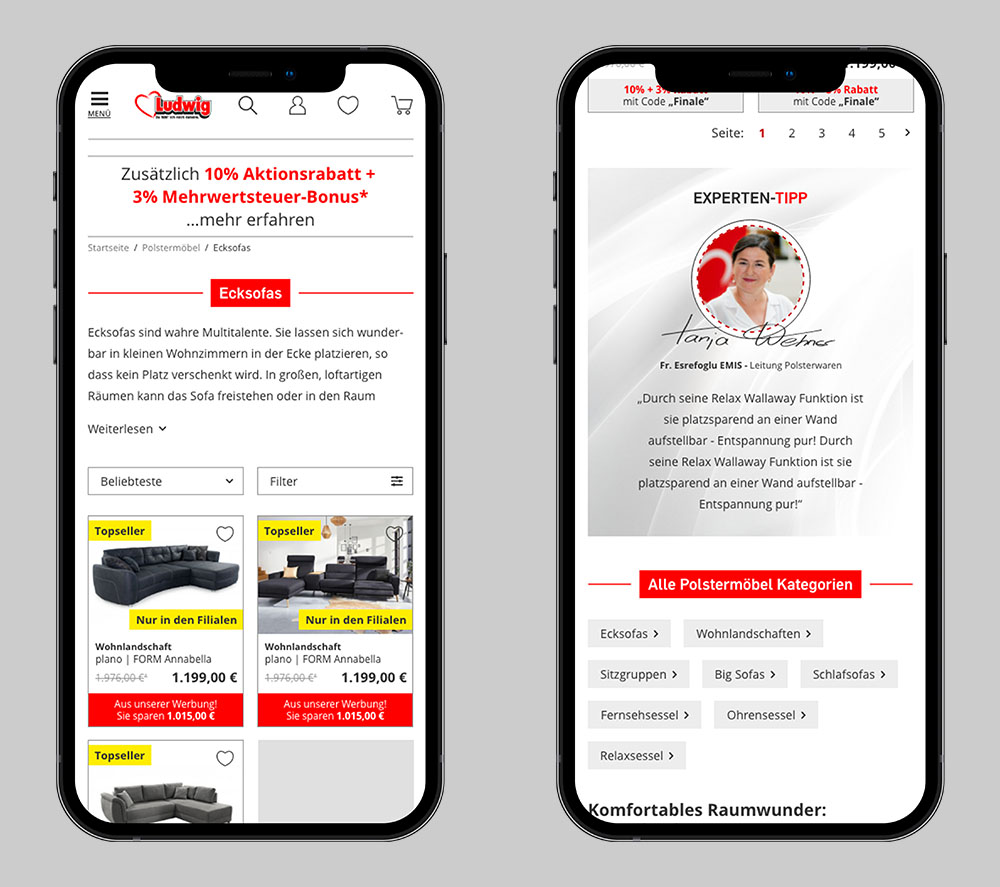Möbel Ludwig Wien - Onlineshop Prduktübersicht Mobile