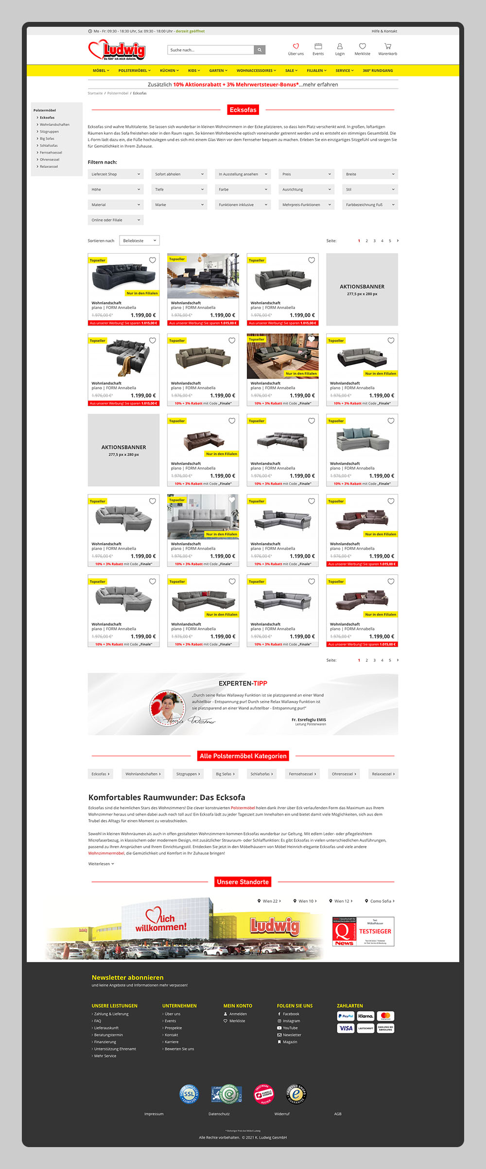 Möbel Ludwig Wien - Onlineshop Prduktübersicht